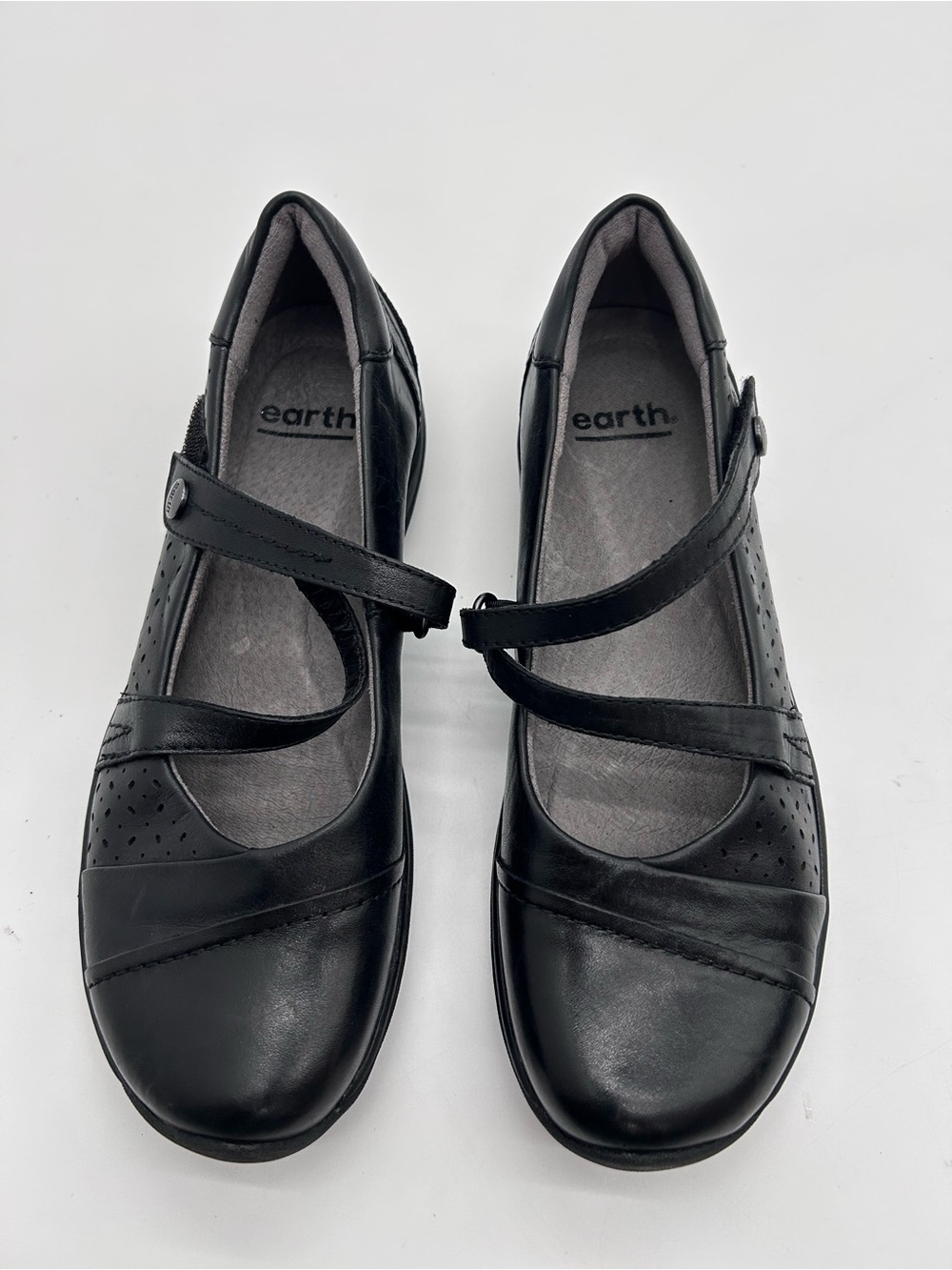 Earth Black Mary Jane Strap Flats for Women size 7